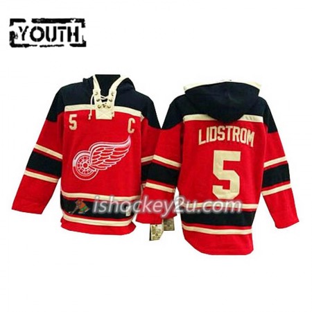 Børn NHL Detroit Red Wings Nicklas Lidstrom 5 Rød Sawyer Hooded Sweatshirt
